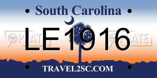 LE1916 South Carolina License Plate
