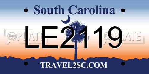LE2119 South Carolina License Plate