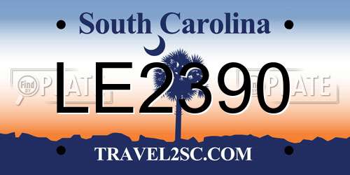 LE2390 South Carolina License Plate