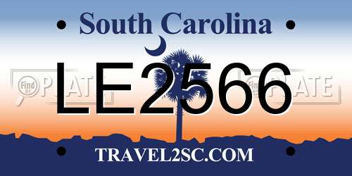 LE2566 South Carolina License Plate