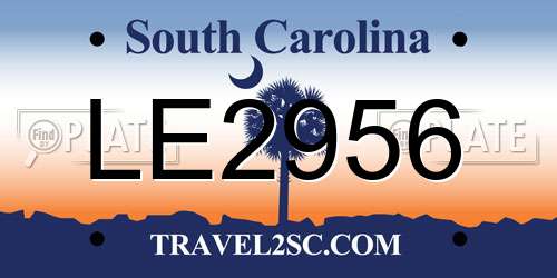 LE2956 South Carolina License Plate