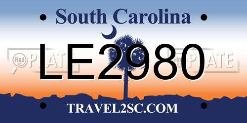 LE2980 South Carolina License Plate