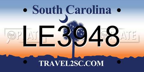 LE3948 South Carolina License Plate