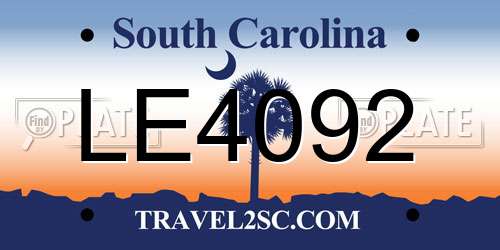 LE4092 South Carolina License Plate