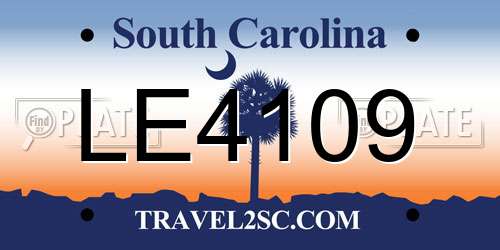 LE4109 South Carolina License Plate
