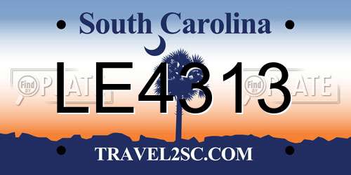 LE4313 South Carolina License Plate