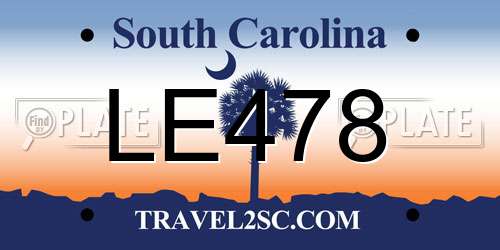 LE478 South Carolina License Plate