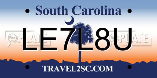LE7L8U South Carolina License Plate