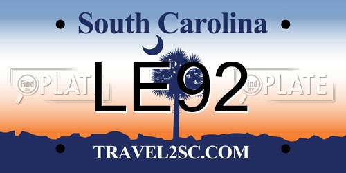 LE92 South Carolina License Plate