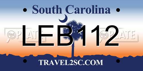 LEB112 South Carolina License Plate
