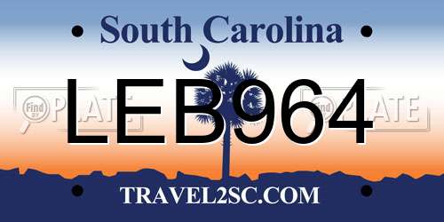 LEB964 South Carolina License Plate