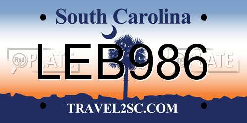 LEB986 South Carolina License Plate