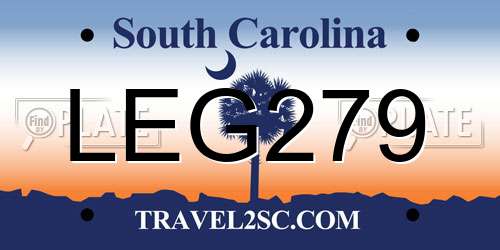 LEG279 South Carolina License Plate