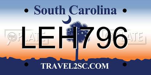 LEH796 South Carolina License Plate