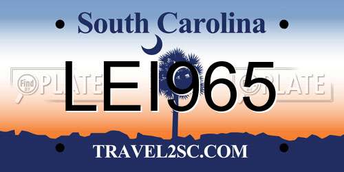 LEI965 South Carolina License Plate