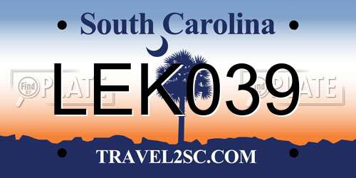 LEK039 South Carolina License Plate