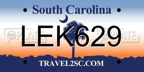 LEK629 South Carolina License Plate