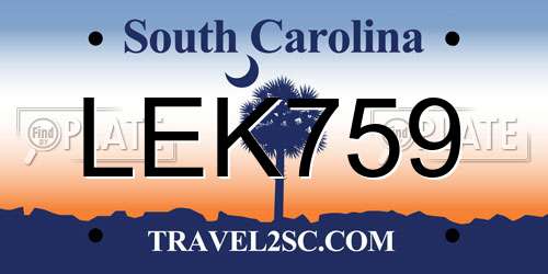 LEK759 South Carolina License Plate