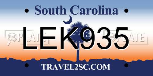 LEK935 South Carolina License Plate