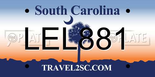 LEL881 South Carolina License Plate