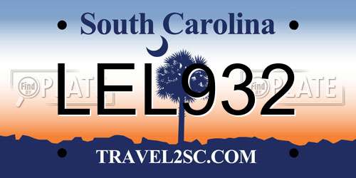 LEL932 South Carolina License Plate