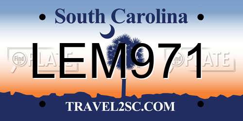 LEM971 South Carolina License Plate