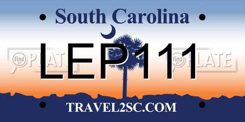 LEP111 South Carolina License Plate