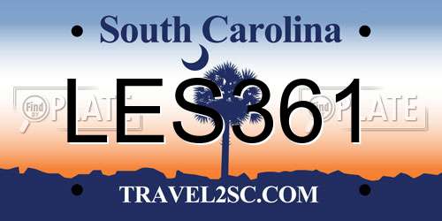 LES361 South Carolina License Plate