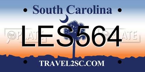LES564 South Carolina License Plate