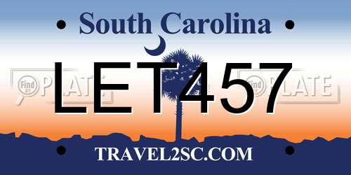 LET457 South Carolina License Plate