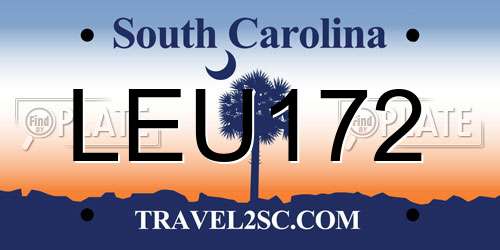 LEU172 South Carolina License Plate
