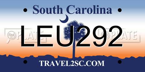 LEU292 South Carolina License Plate
