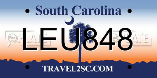 LEU848 South Carolina License Plate