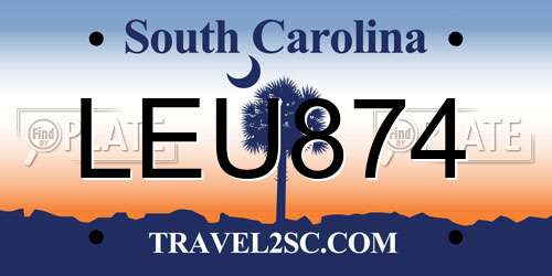 LEU874 South Carolina License Plate