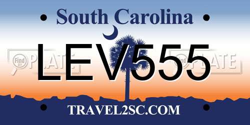 LEV555 South Carolina License Plate