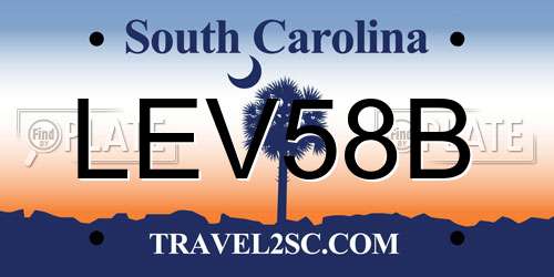 LEV58B South Carolina License Plate