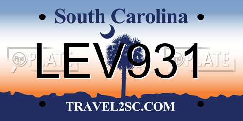 LEV931 South Carolina License Plate