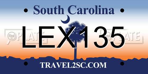 LEX135 South Carolina License Plate