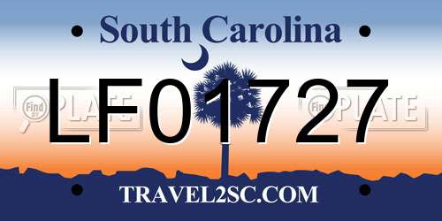 LF01727 South Carolina License Plate
