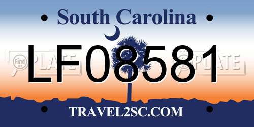 LF08581 South Carolina License Plate