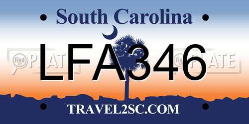 LFA346 South Carolina License Plate