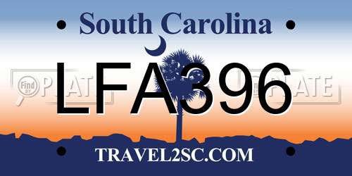 LFA396 South Carolina License Plate