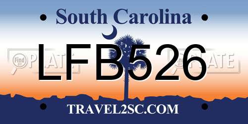 LFB526 South Carolina License Plate