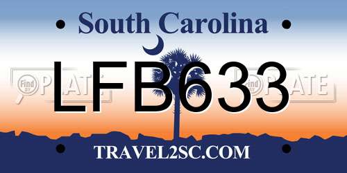 LFB633 South Carolina License Plate