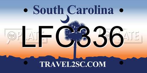 LFC336 South Carolina License Plate