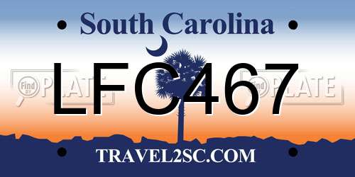 LFC467 South Carolina License Plate