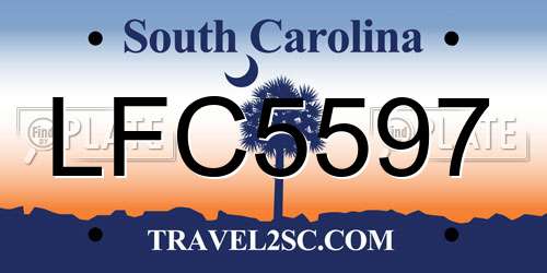 LFC5597 South Carolina License Plate