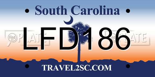LFD186 South Carolina License Plate
