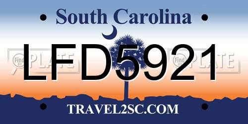 LFD5921 South Carolina License Plate