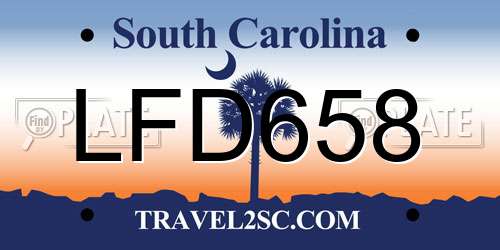 LFD658 South Carolina License Plate